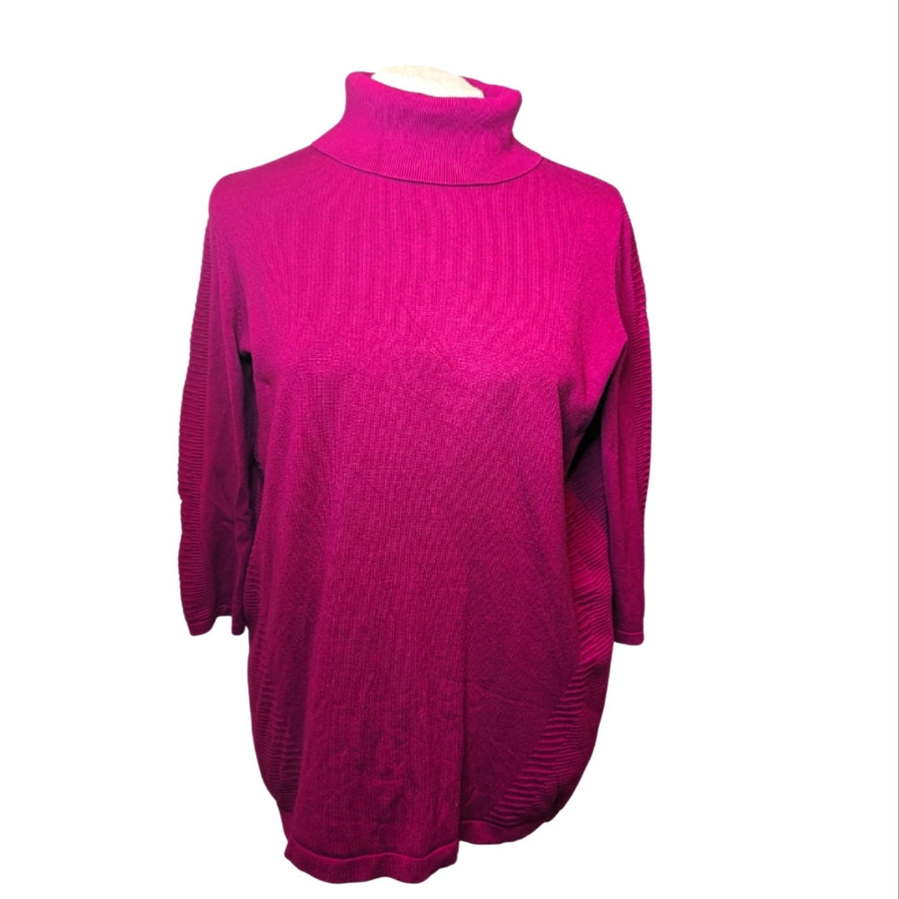 Laura Plus X dark pink high neck 3/4 sleeve sweater VGUC